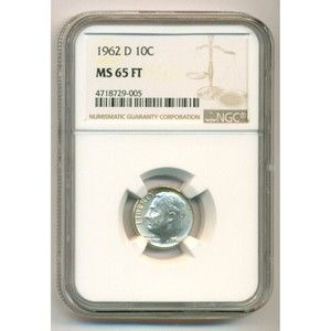 1962 D Roosevelt Dime MS65 FT NGC
